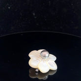 14k White Gold .05ct G SI1 Round Diamond Mother of Pearl Flower / Tahitian Pearl 9mm  Brooch / Pin and Pendant